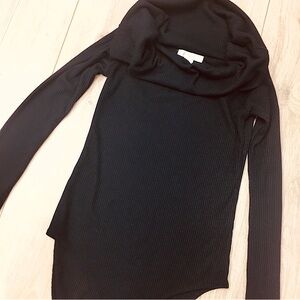 ribbed knit one piece body suit bodysuit cowl neck black classy preppy small